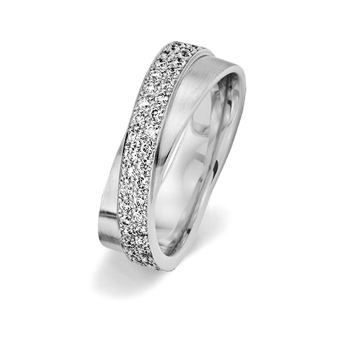 Unusual special pave set diamond engagement ring with 40 diamonds from www.wooltonandhewitt.co.uk the LGBT gay lesbian wedding jeweller